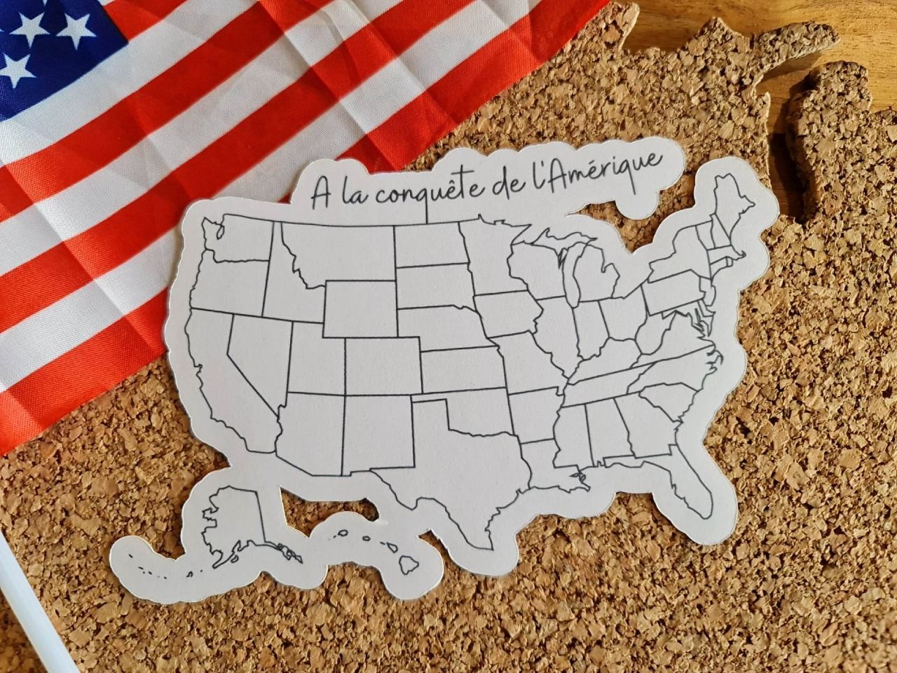 Sticker à colorier carte des USA - Lesstatesetmoi